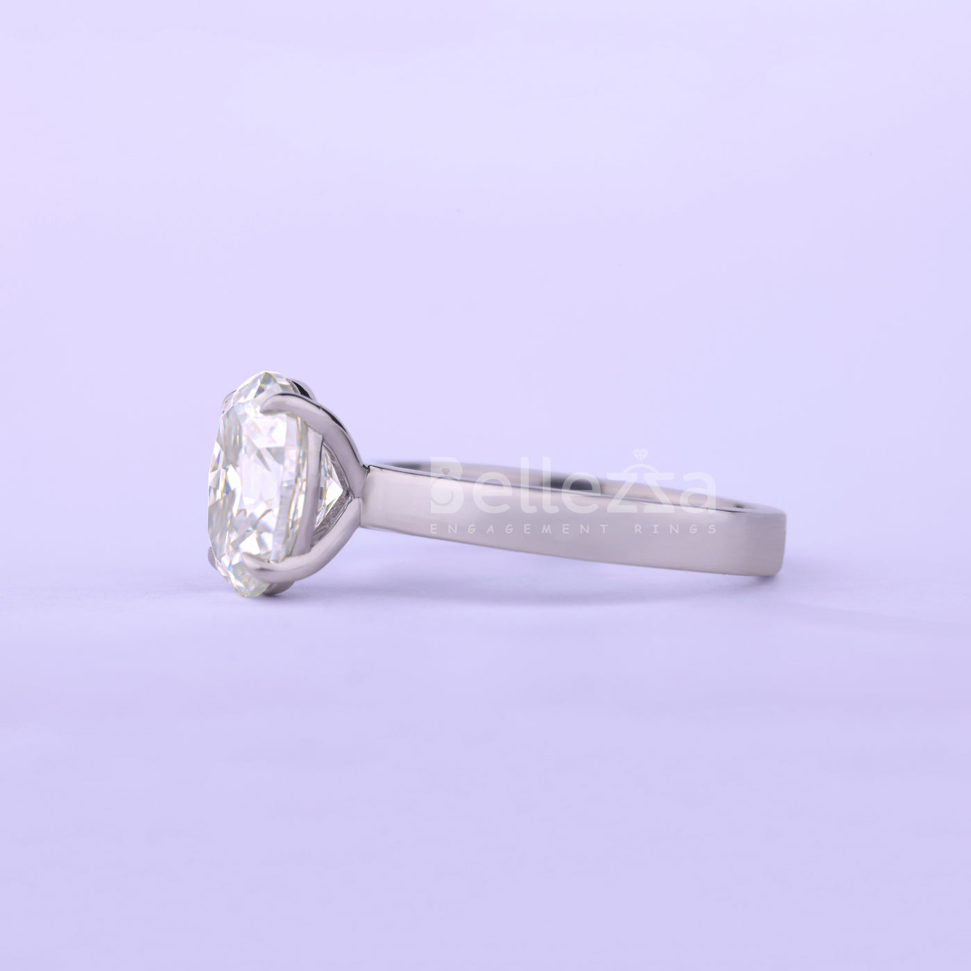 2.0CT Oval Cut Wide Band Moissanite Engagement Ring - Ready To Ship