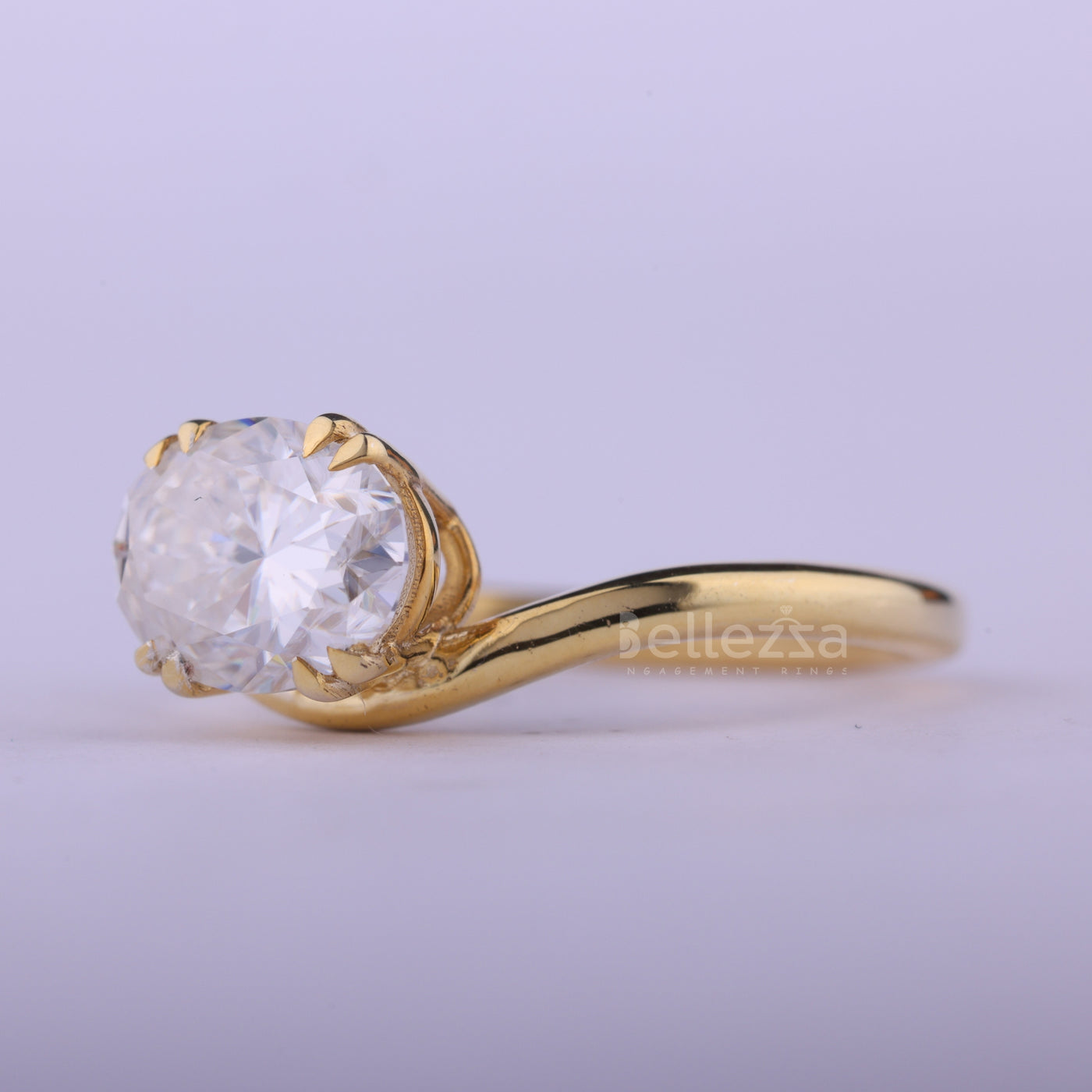 1.50CT East-West Oval Cut Curved Solitaire Engagement Ring