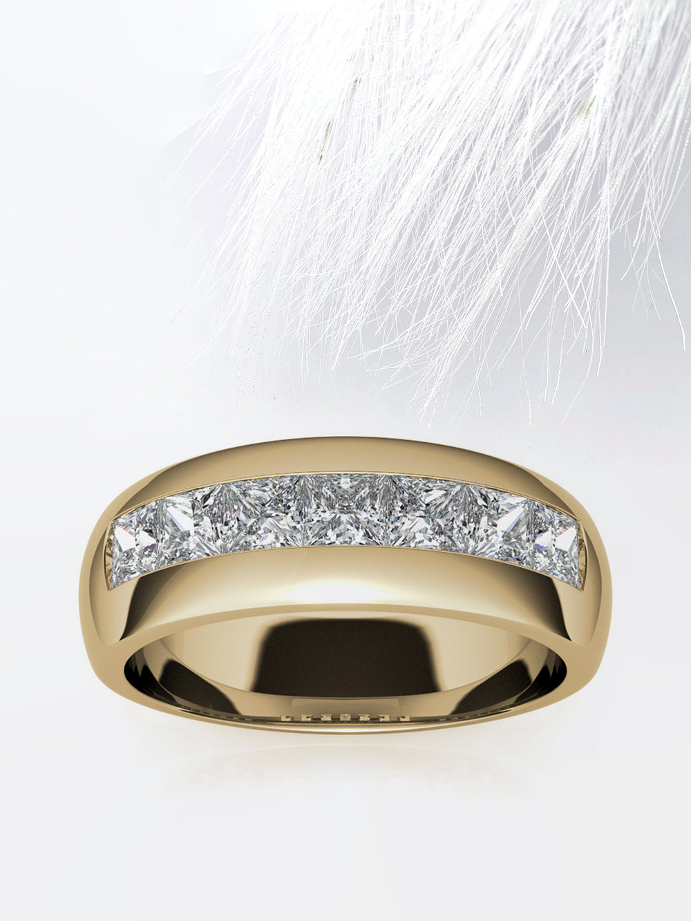 Princess Cut Channel Moissanite Men's Diamond Wedding Band