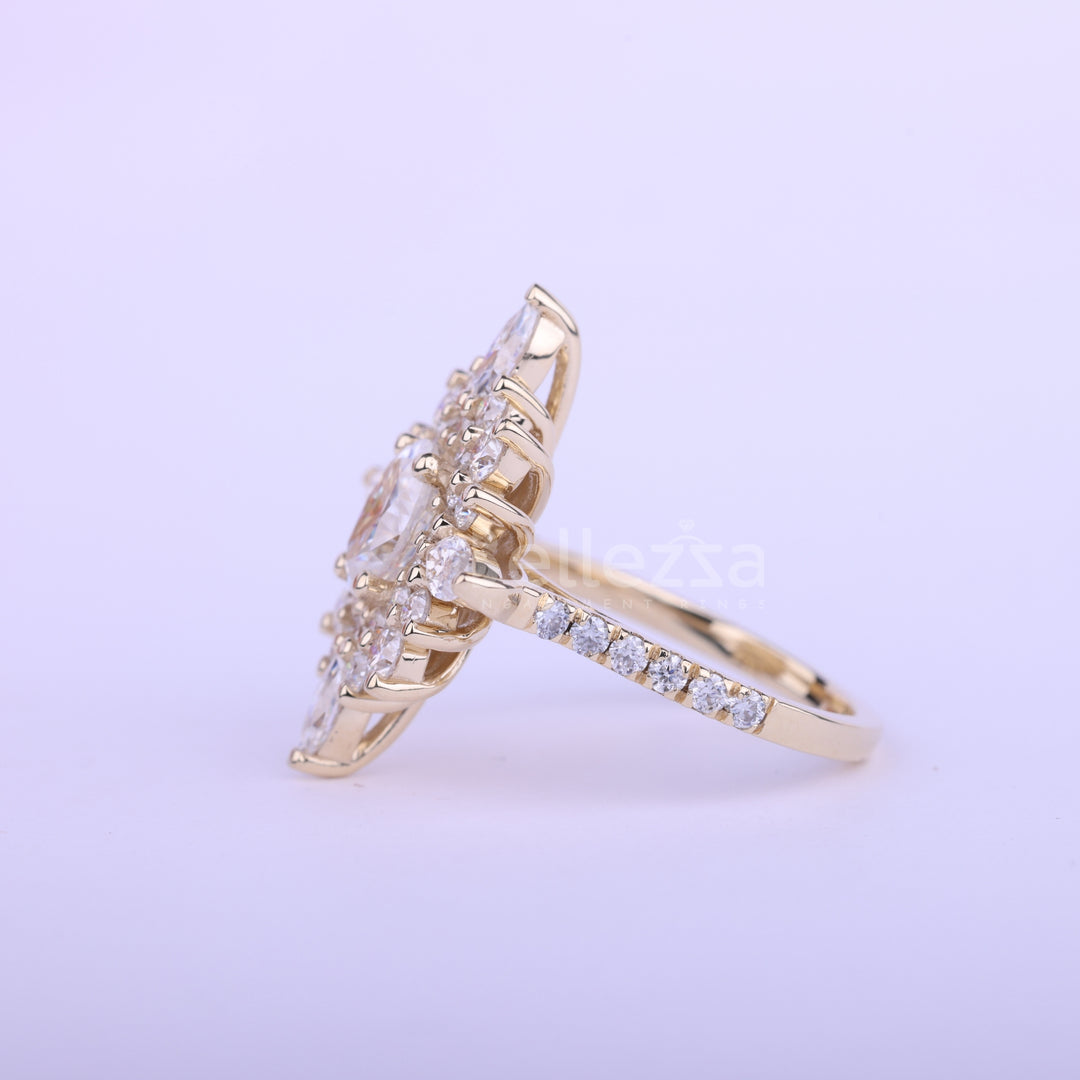 1.0CT Oval Cut Halo Cluster Diamond Moissanite Engagement Ring