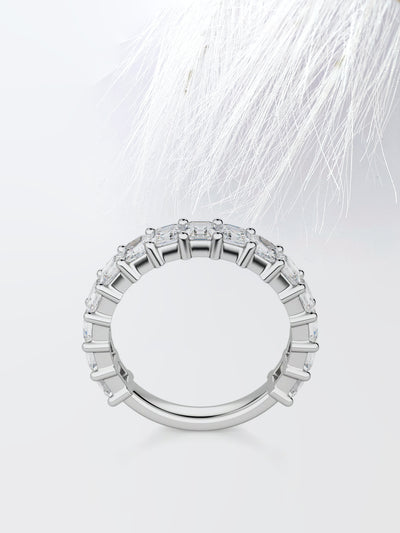 Asscher Cut Semi Eternity (3\4) Diamond Wedding Band For Her
