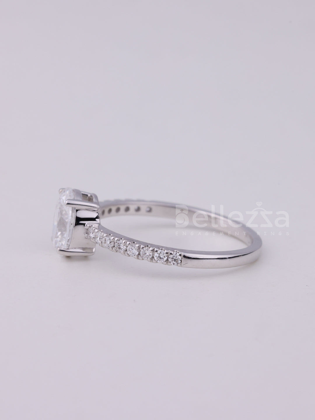 1.0CT Oval Cut Pave Setting Moissanite Engagement Ring