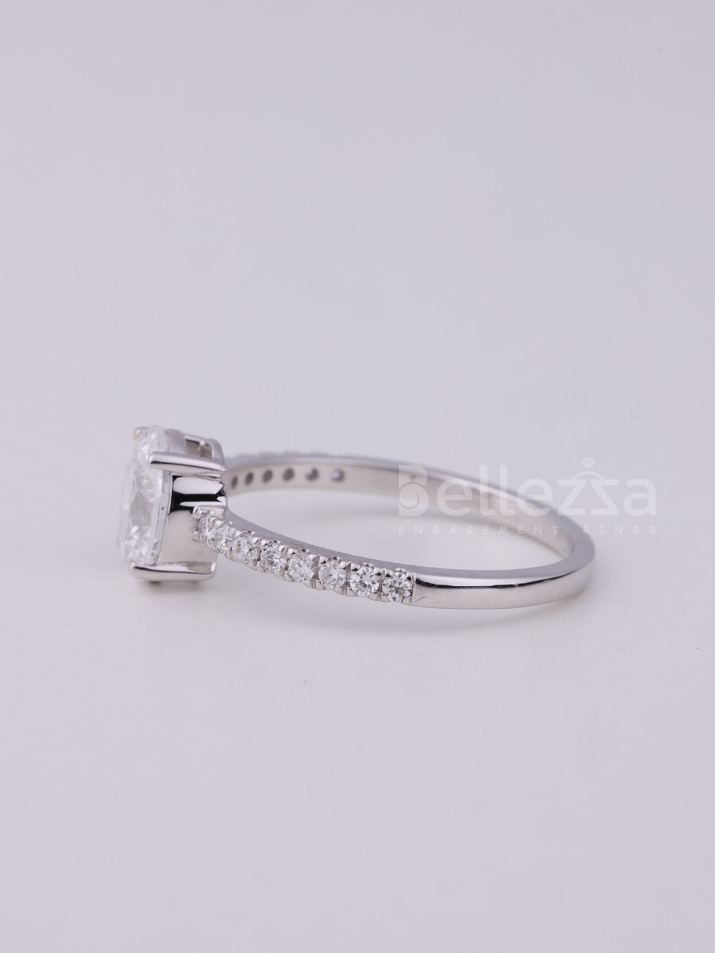 1.0CT Oval Cut Pave Setting Moissanite Engagement Ring