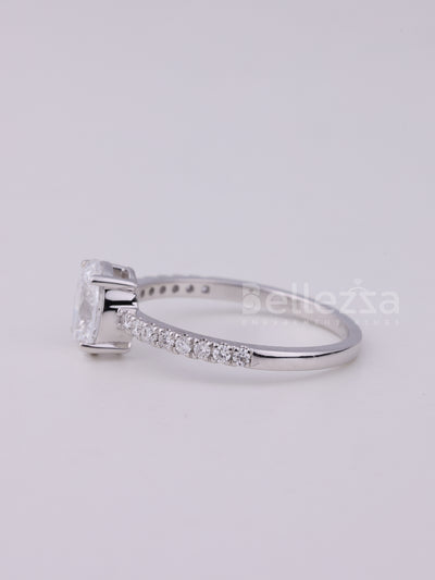 1.0CT Oval Cut Pave Setting Moissanite Engagement Ring