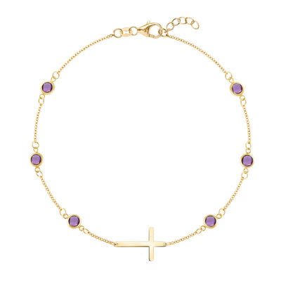 1.50 TCW Round Cut Cross Moissanite February Birthstone Bracelet