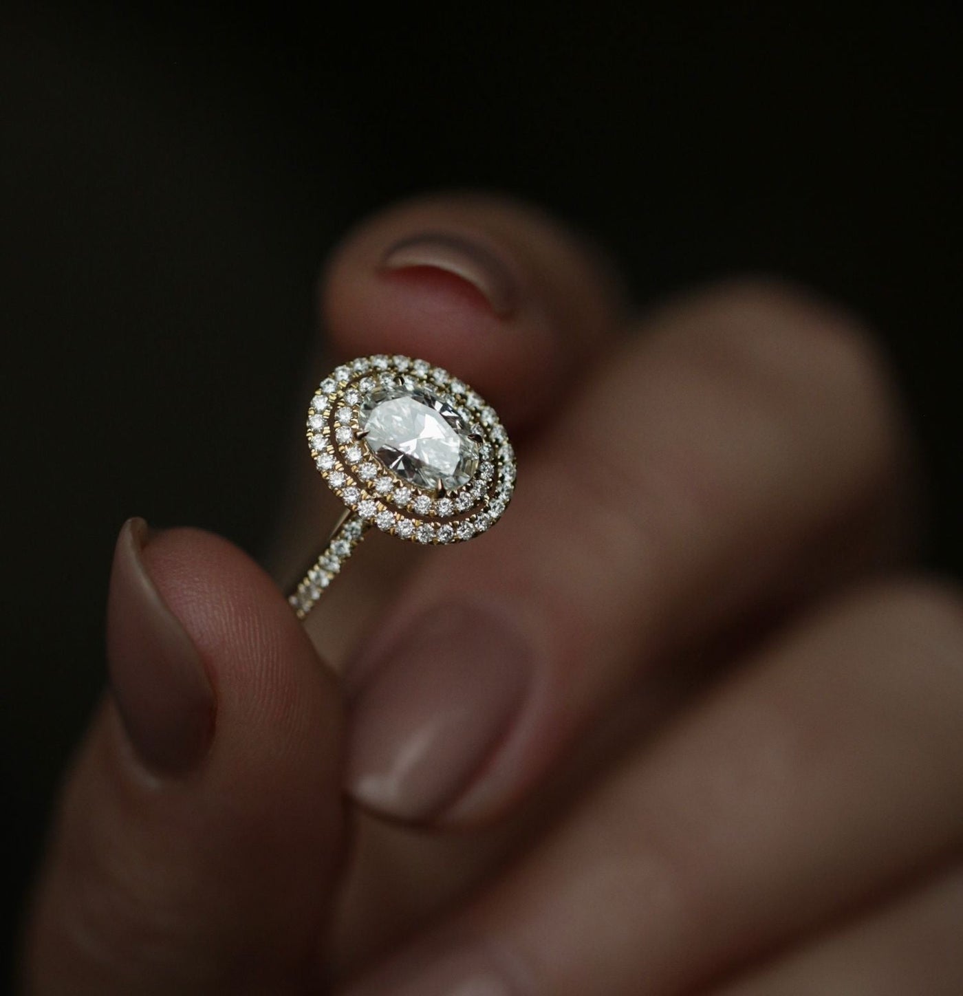 1.0 CT-3.0 CT Oval Double Halo  Lab Grown Diamond Engagement Ring