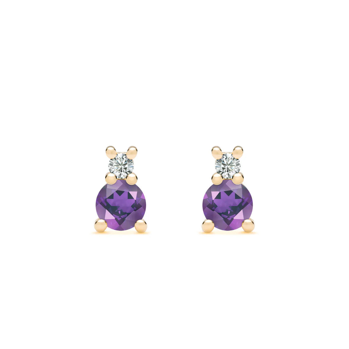 0.80TCW Round Amethyst Moissanite February Birthstone Stud Earrings