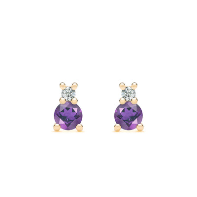 0.80TCW Round Amethyst Moissanite February Birthstone Stud Earrings