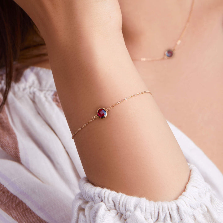 0.40 TCW Round Solitaire Ruby Moissanite July Birthstone Bracelet