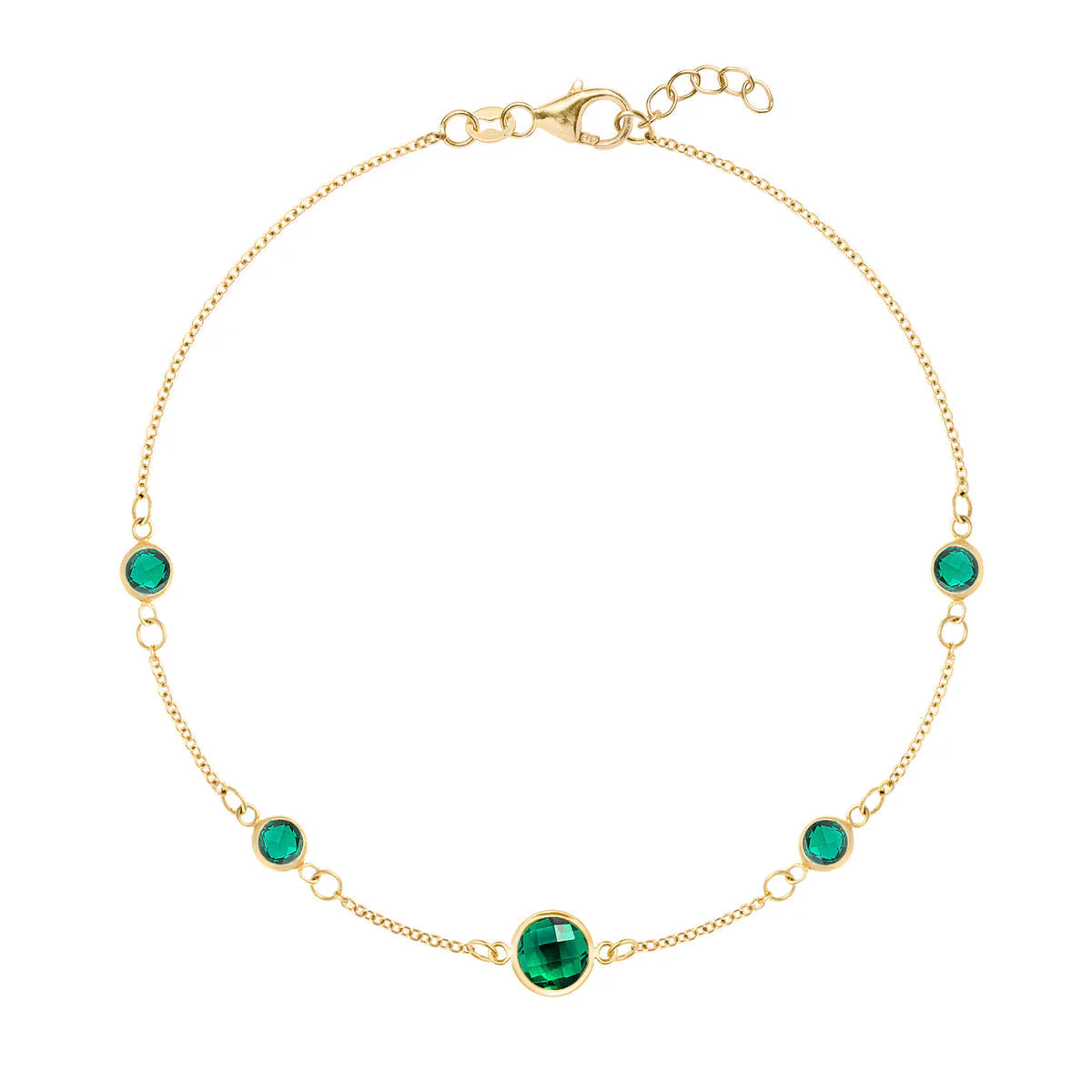 2.0TCW Round Cut Emerald Moissanite May Birthstone Bracelet