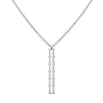 0.84TCW Baguette Cut Moissanite Diamond April Birthstone Necklace