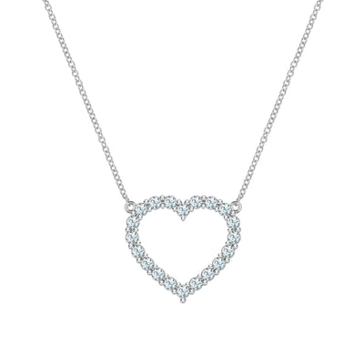 1.45TCW Round Open Heart Moissanite March Birthstone Necklace