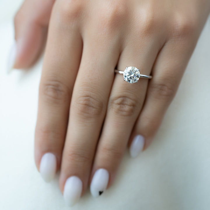 1.0-3.0 CT Round  Lab Grown Diamond Solitaire Engagement Ring