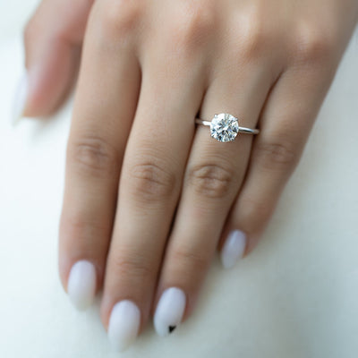 1.0-3.0 CT Round  Lab Grown Diamond Solitaire Engagement Ring