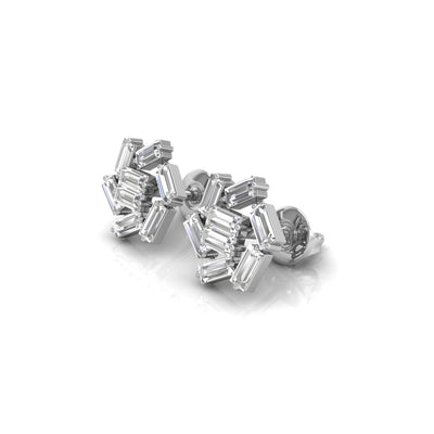 0.65CT Baguette Cut Cluster Moissanite Diamond Earrings For Women