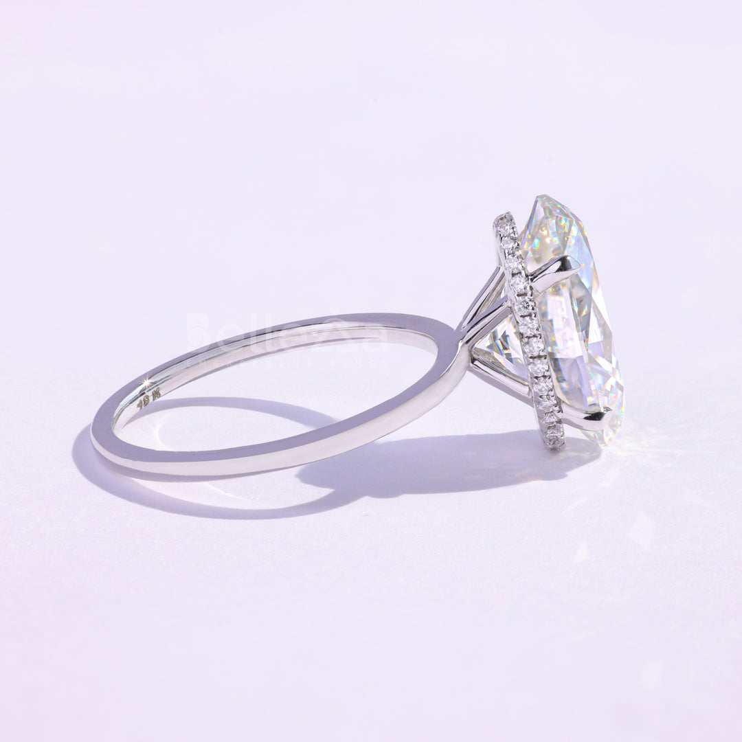 5.50CT Oval Cut Moissanite Hidden Halo Engagement Ring - Ready to ship