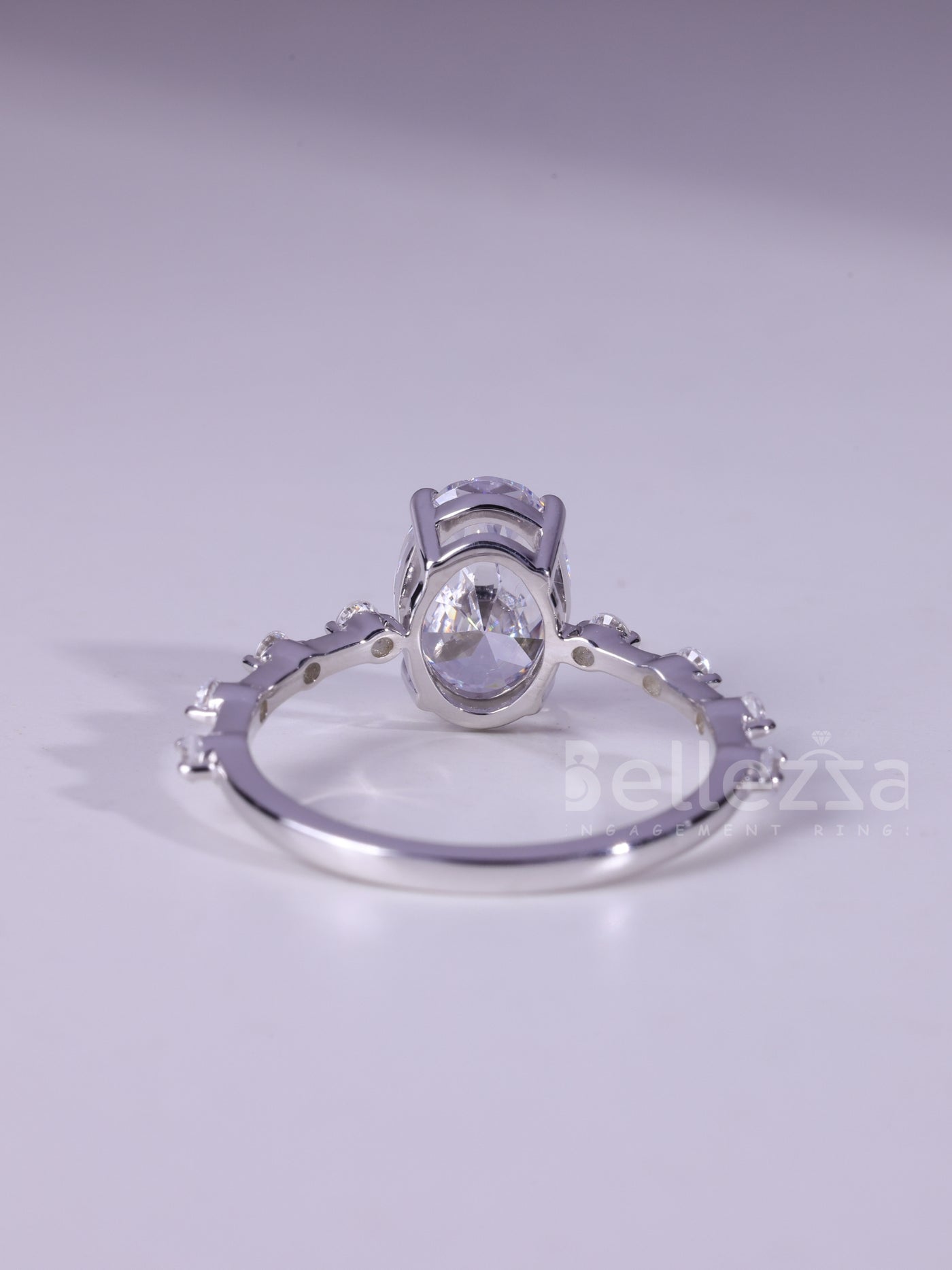 1.20CT Oval Cut Moissanite Petite Pave Setting Engagement Ring