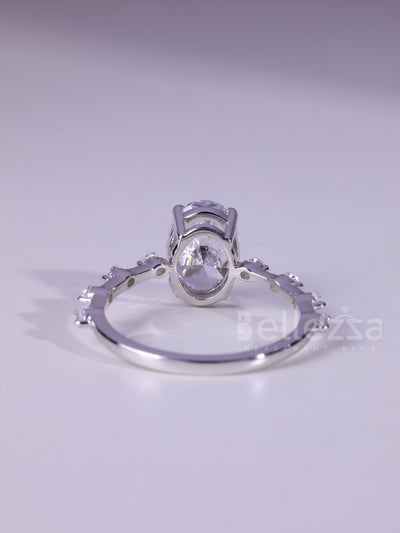 1.20CT Oval Cut Moissanite Petite Pave Setting Engagement Ring