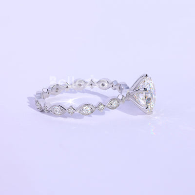 2.0CT Round Cut Vintage Moissanite Engagement Ring - Ready To Ship