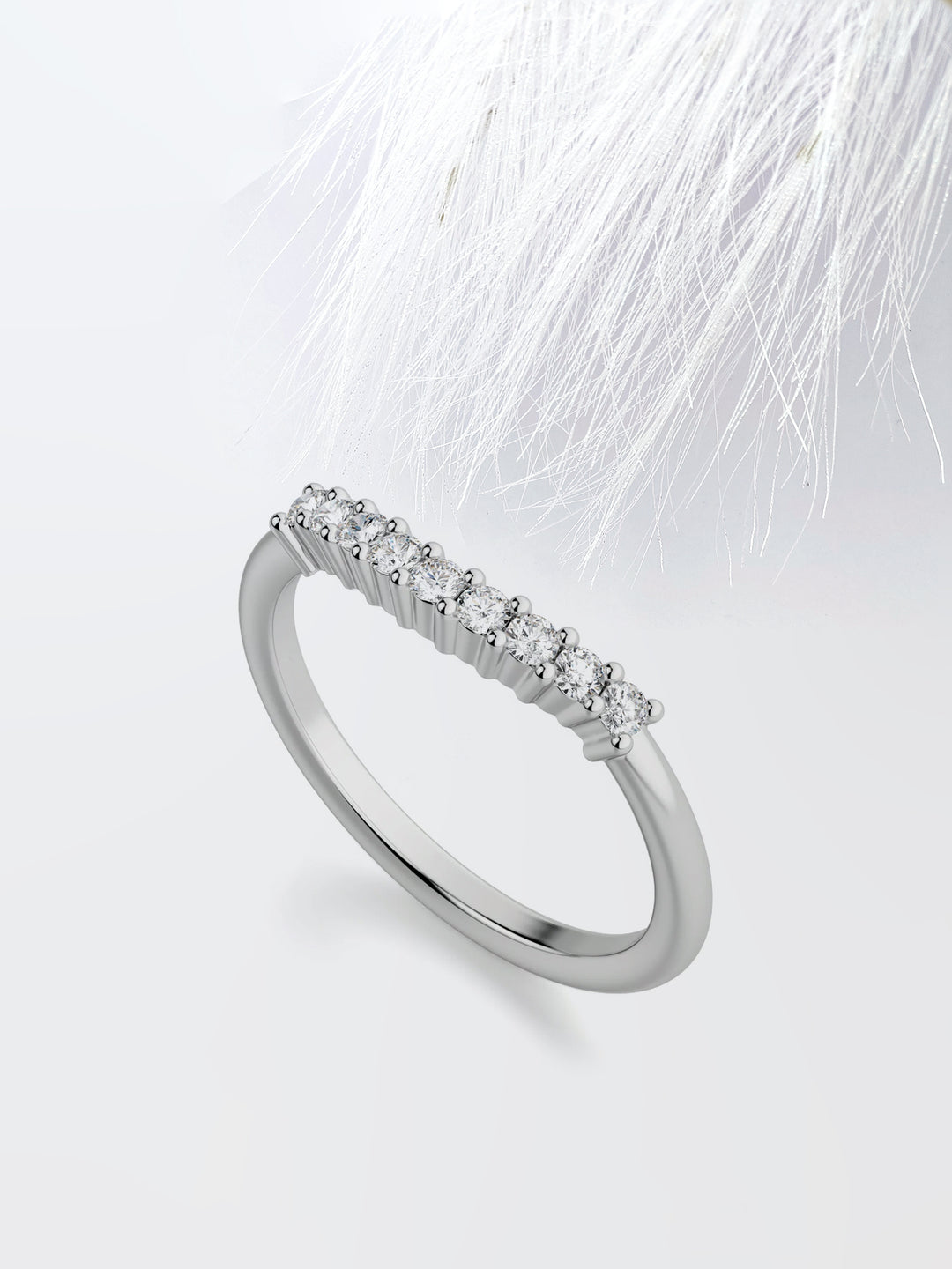 Round Cut Curved Diamond Wedding Band For Women