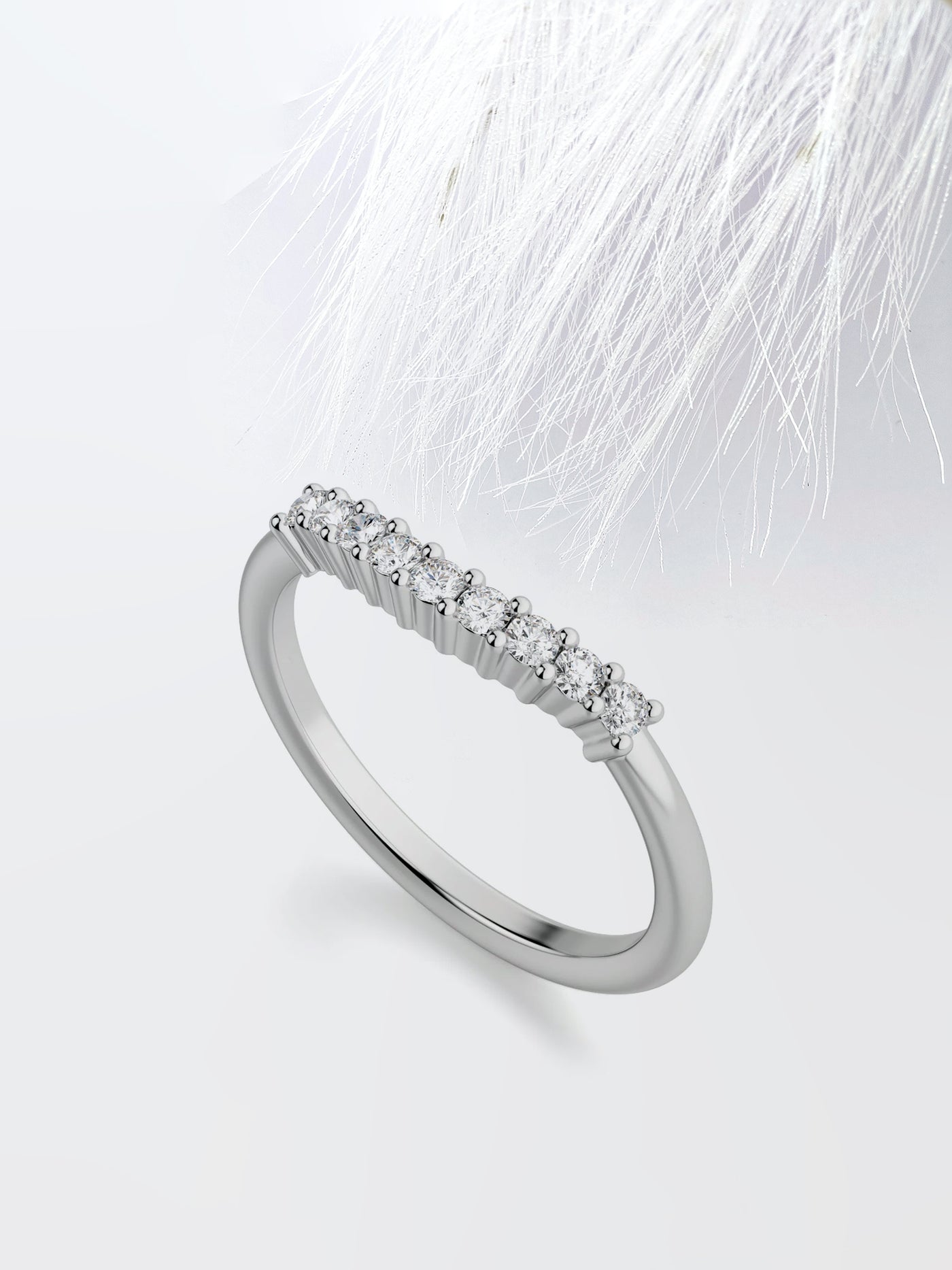 Round Cut Curved Diamond Wedding Band For Women