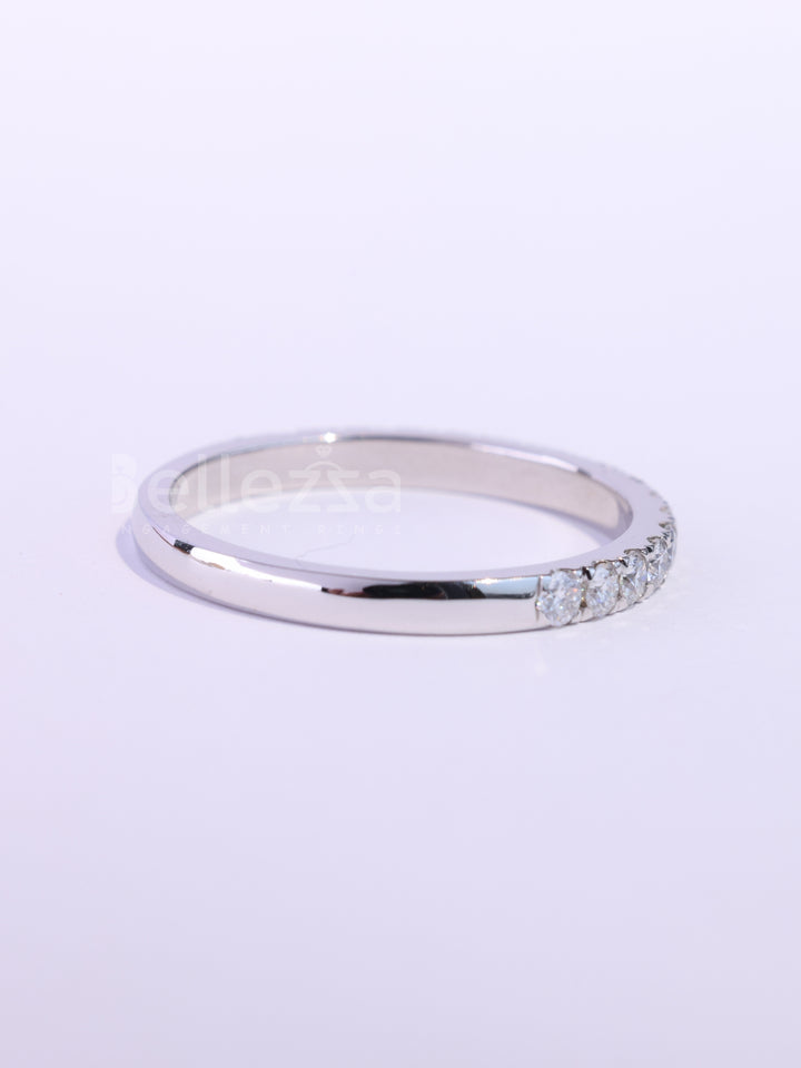 Round Cut Diamond Half Eternity Moissanite Wedding Band