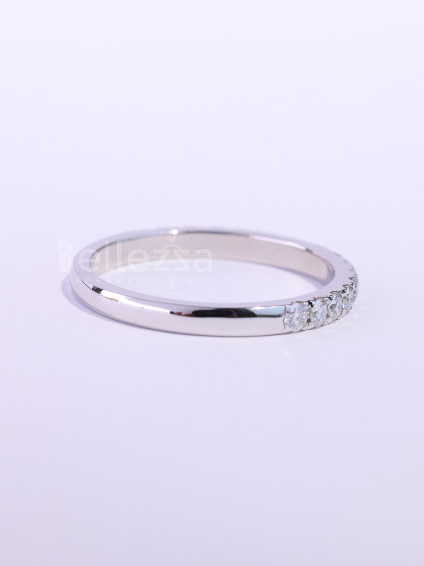 Round Cut Diamond Half Eternity Moissanite Wedding Band