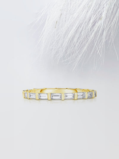 Baguette Cut Bar Eternity Diamond Wedding Band For Women