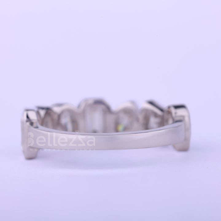 3.50CTW Multi Diamond Bezel Setting Moissanite Wedding Band