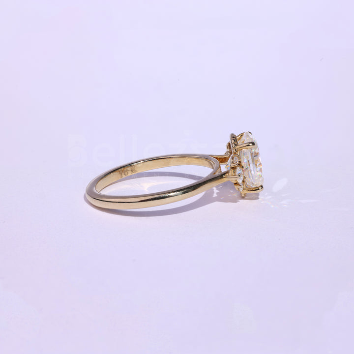 1.0CT Oval Cut Cluster Moissanite Engagement Ring - Ready to Ship