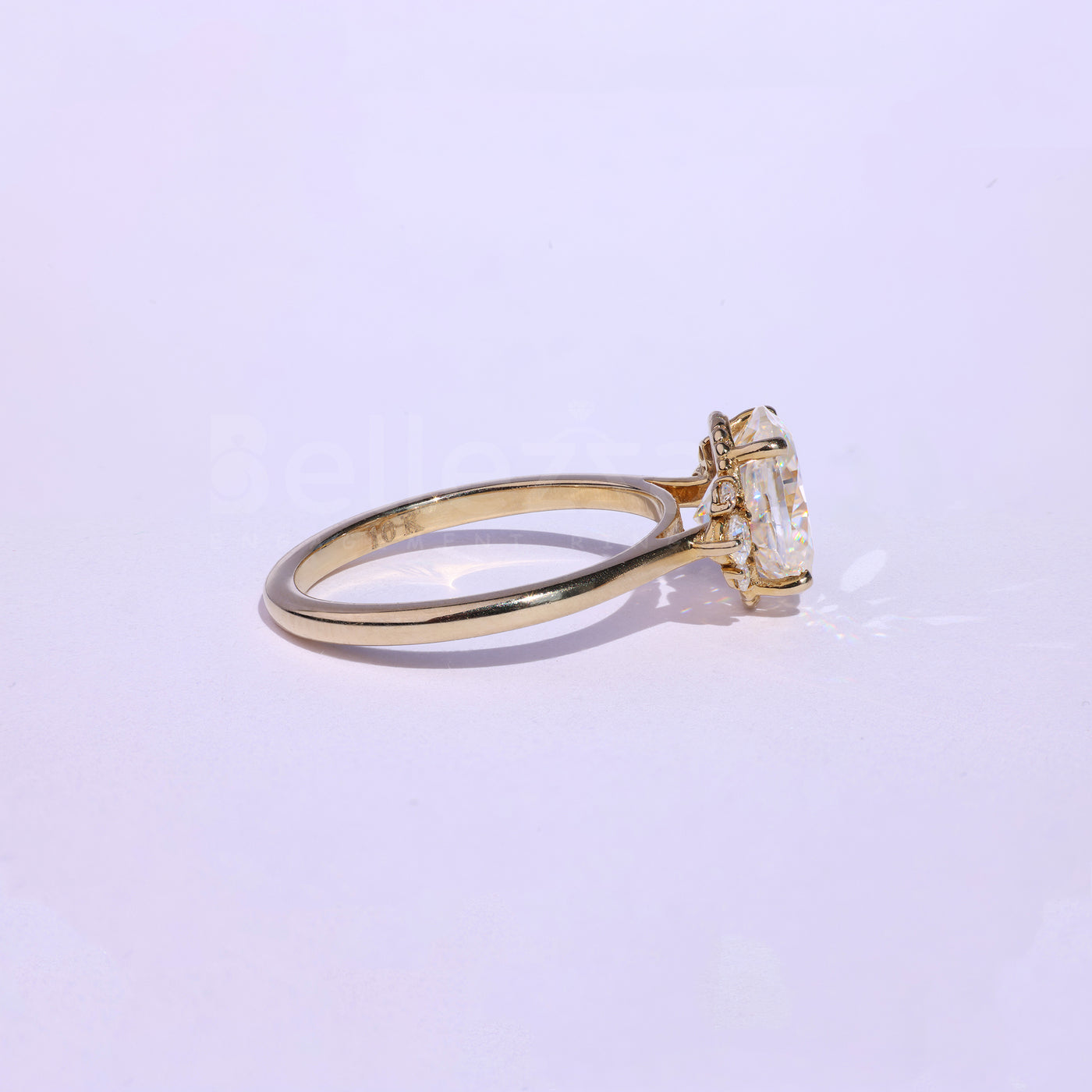 1.0CT Oval Cut Cluster Moissanite Engagement Ring - Ready to Ship