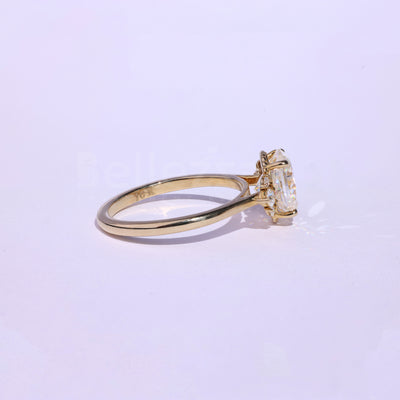 1.0CT Oval Cut Cluster Moissanite Engagement Ring - Ready to Ship