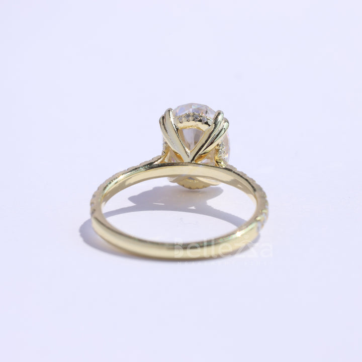 1.50CT Oval Cut Diamond Pave Setting Moissanite Engagement Ring