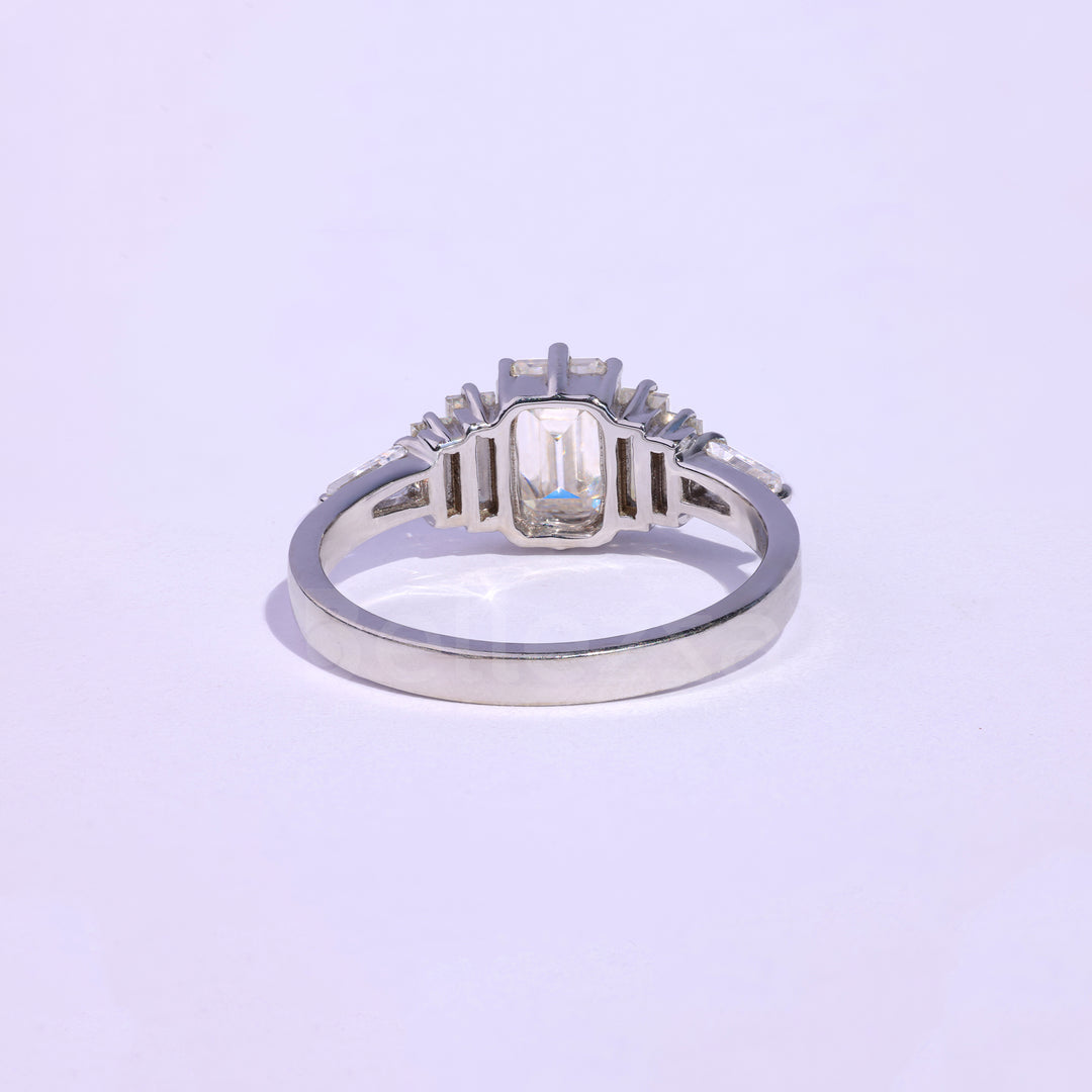 1.0CT Emerald Cut Cluster Moissanite Engagement Ring - Ready to ship