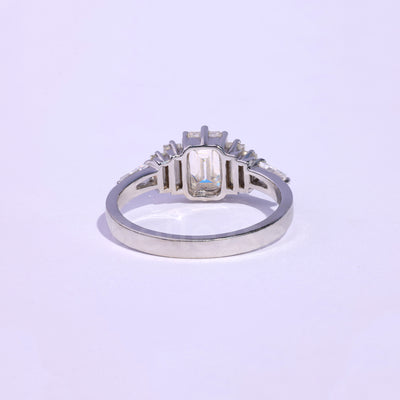 1.0CT Emerald Cut Cluster Moissanite Engagement Ring - Ready to ship