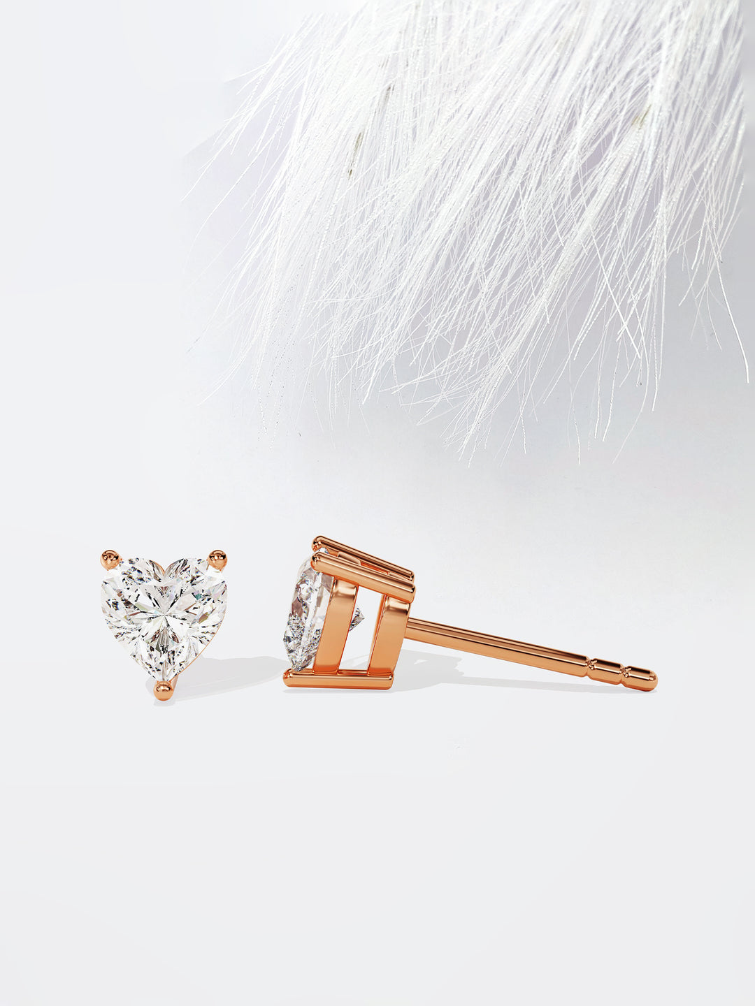 Heart Cut Solitaire Moissanite Stud Diamond Earrings For Women