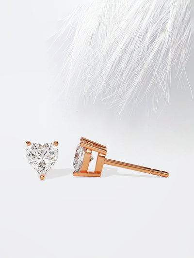 Heart Cut Solitaire Moissanite Stud Diamond Earrings For Women