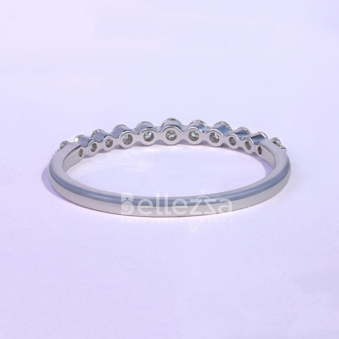 Round Diamond Bubble Pave Moissanite Wedding Band - Ready To Ship