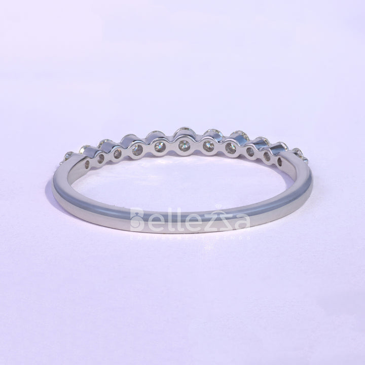 Round Diamond Bubble Pave Moissanite Wedding Band - Ready To Ship