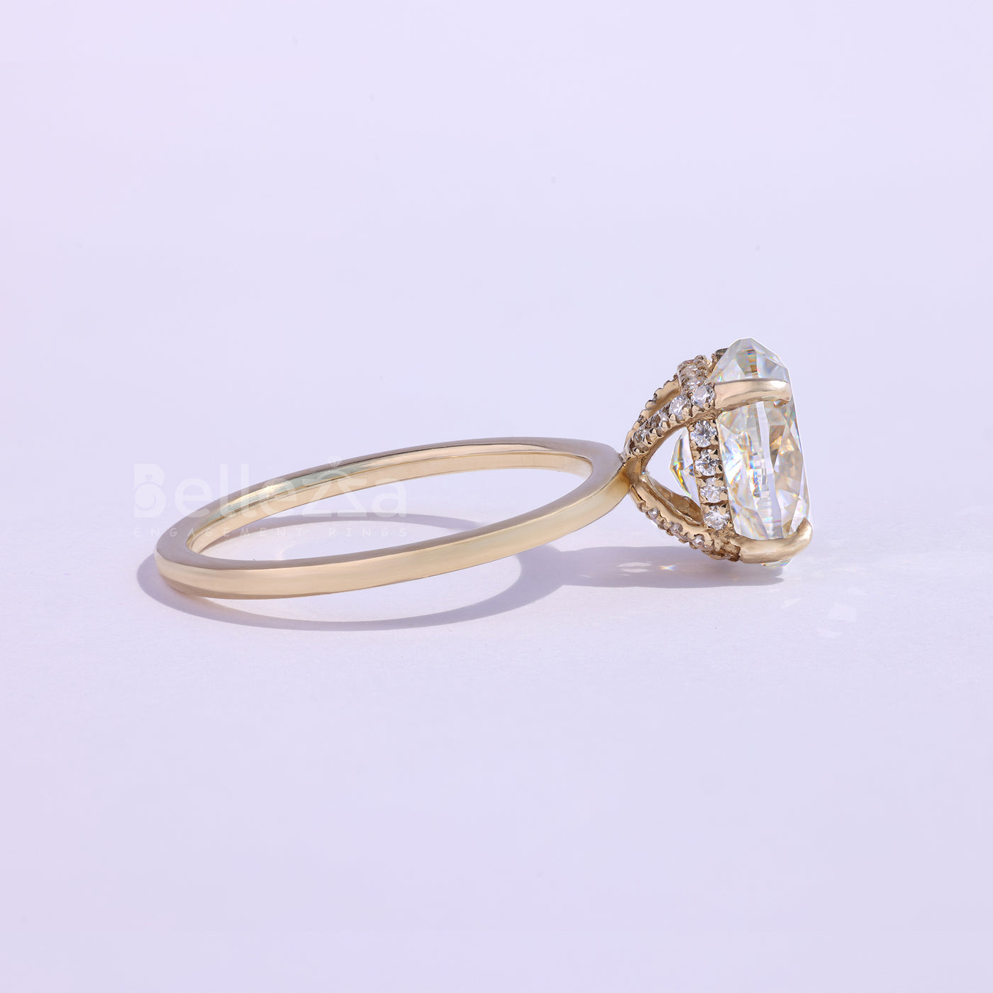 2.0CT Oval Cut Moissanite Hidden Halo Engagement Ring - Ready to ship