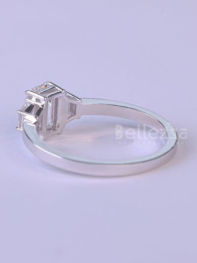 2.0CT Emerald Cut Diamond Three Stone Moissanite Engagement Ring