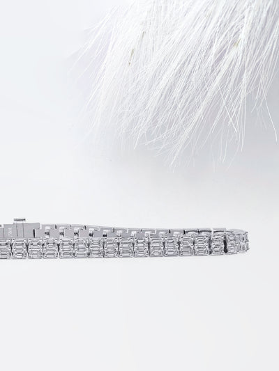 6.72ct Emerald Cut Two Row Tennis Moissanite Diamond Bracelet For Women
