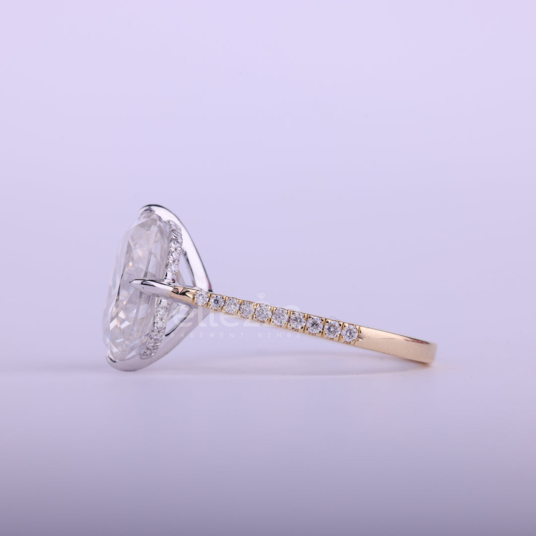 2.0CT Elongated Cushion Cut Hidden Halo Engagement Ring