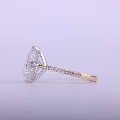 2.0CT Elongated Cushion Cut Hidden Halo Engagement Ring