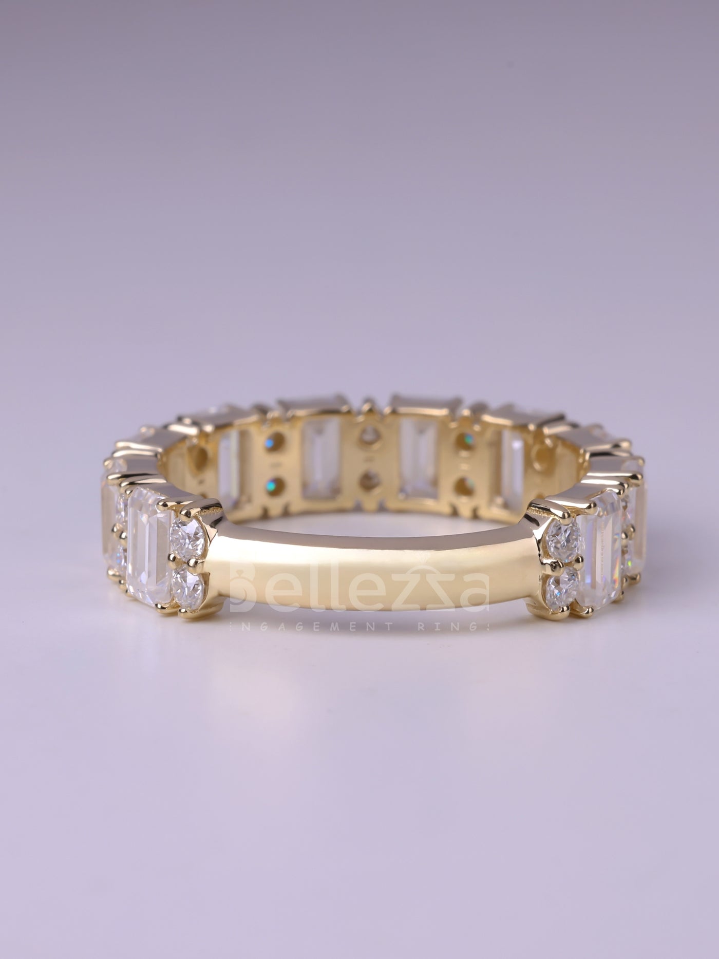 1.50TCW Emerald & Round Diamond Wedding Band