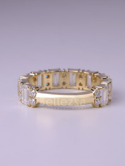 1.50TCW Emerald & Round Diamond Wedding Band