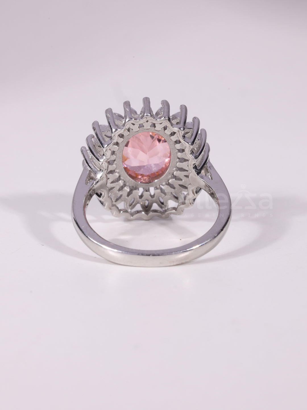 1.50CT-2.50CT Oval Cut Orangy Pink Cluster Diamond Engagement Ring