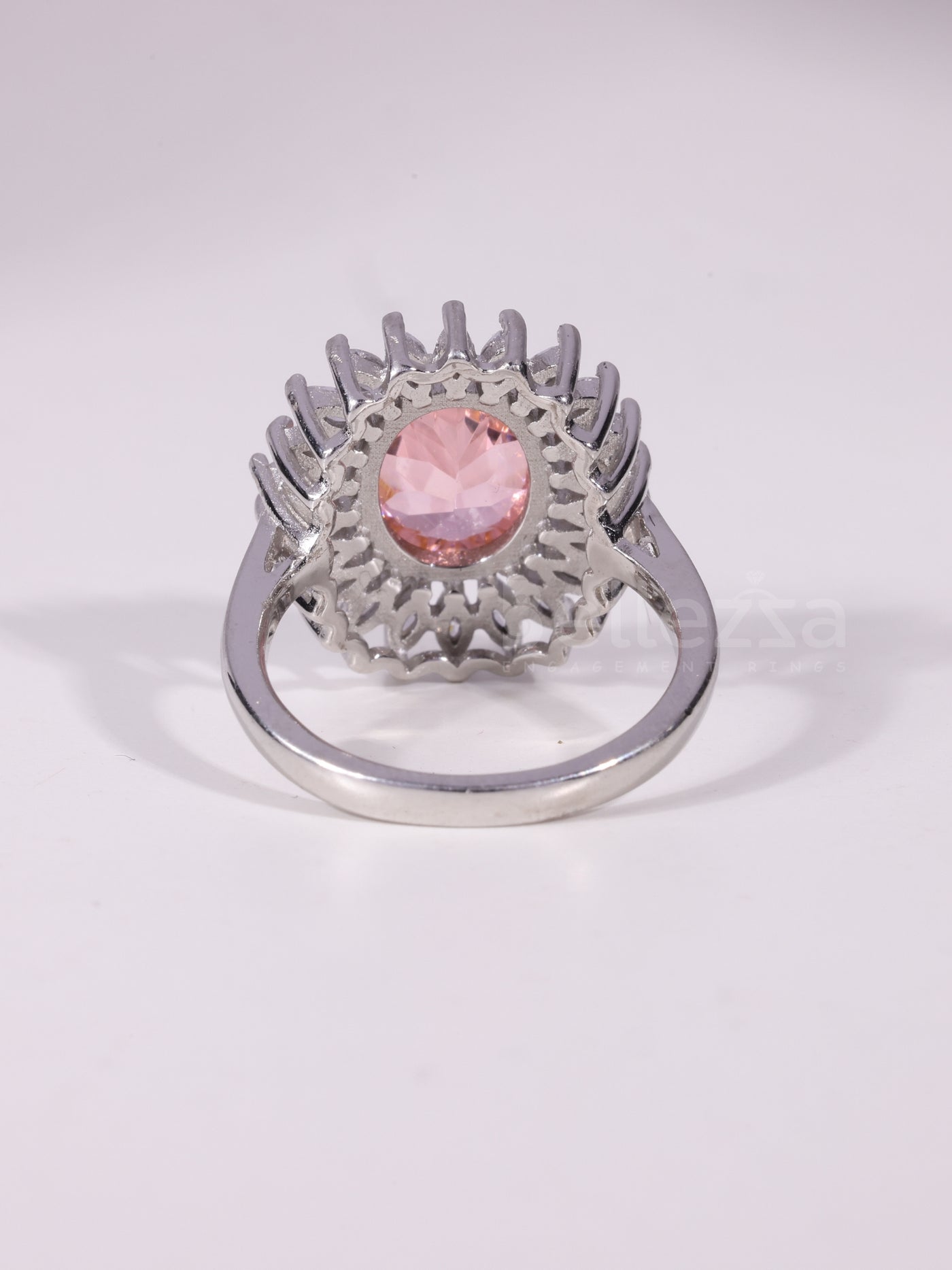 1.50CT-2.50CT Oval Cut Orangy Pink Cluster Diamond Engagement Ring