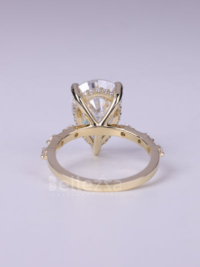2.50CT Pear cut Pave Setting Moissanite Diamond Engagement Ring