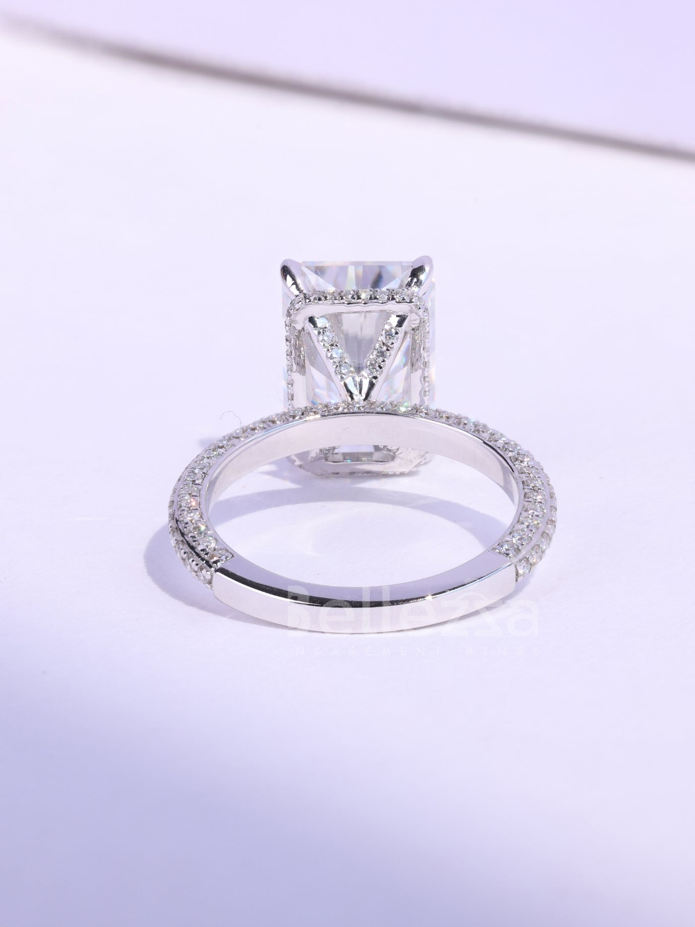 3.0CT Radiant Cut Three Side Pave Setting Moissanite Engagement Ring
